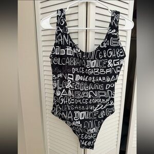Dolce & Gabbana Monochrome Logo Swimsuit